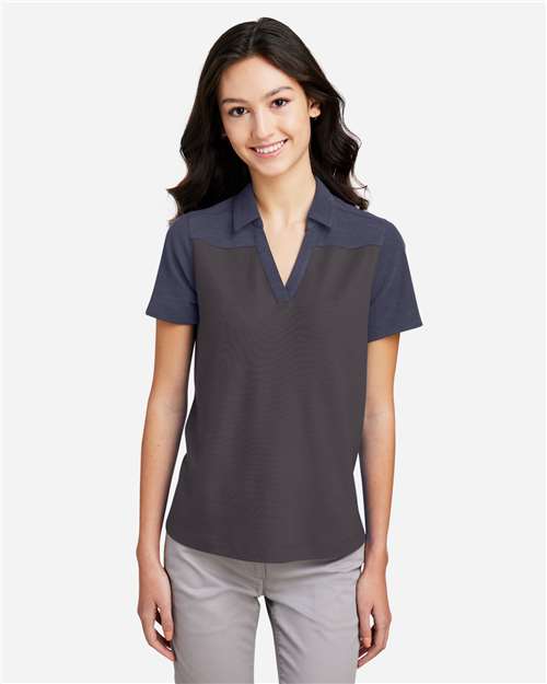 Carbon/ Classic Navy Heather Women's Fusion ChromaSoft™ Colorblock Polo - CE112CW