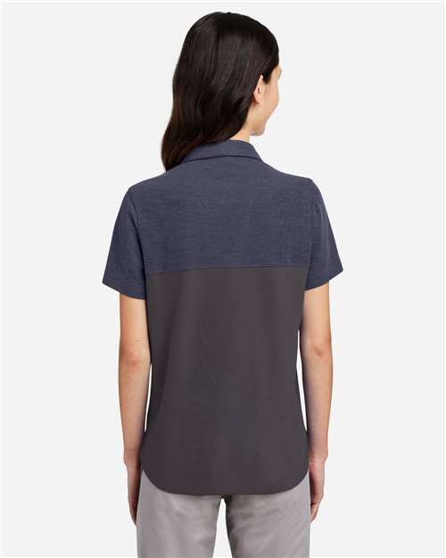 Carbon/ Classic Navy Heather Women's Fusion ChromaSoft™ Colorblock Polo - CE112CW