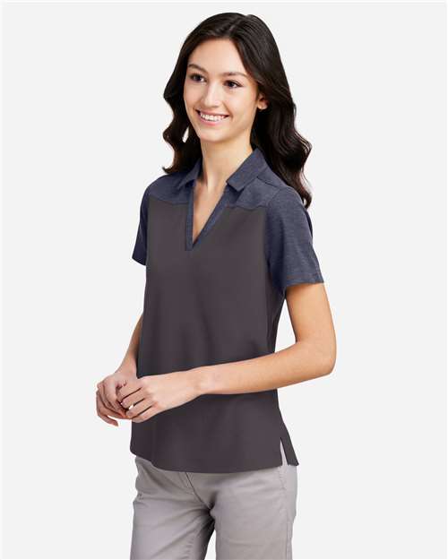 Carbon/ Classic Navy Heather Women&#39;s Fusion ChromaSoft™ Colorblock Polo - CE112CW