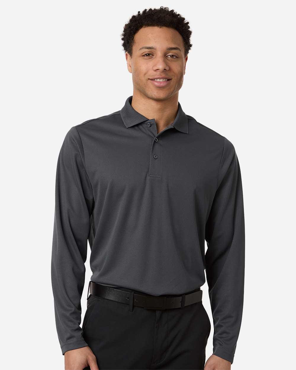 Carbon Men's Nova Performance Long Sleeve Pique Polo - CE108L plain
