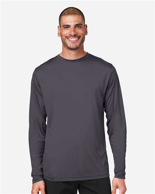 Left View of Carbon Unisex Capital Long Sleeve Performance T-Shirt - CE10L