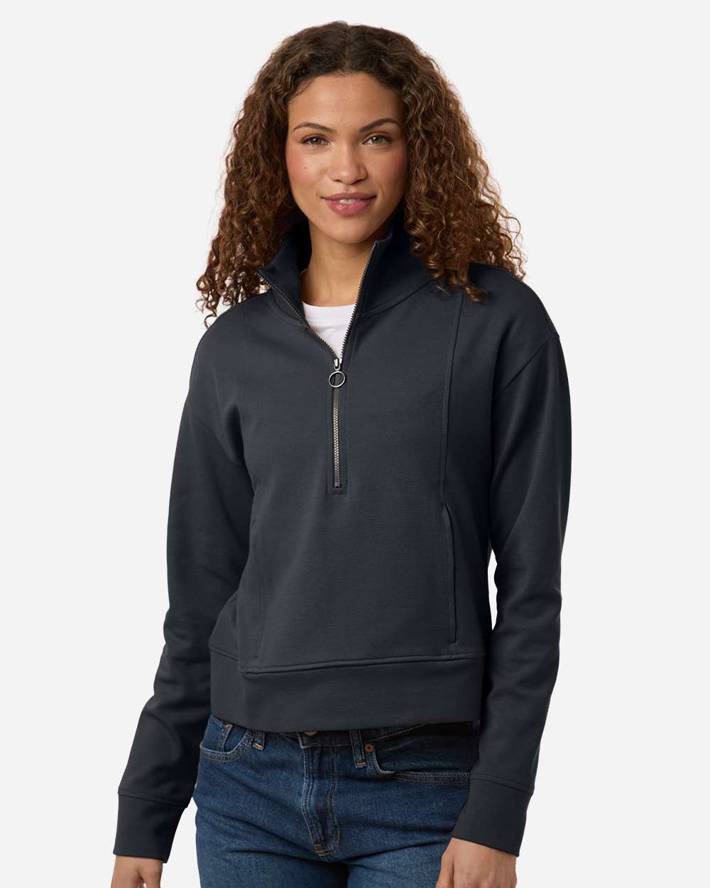 Carbon Women's Mantra Half-Zip Ottoman Pullover - NE220W plain