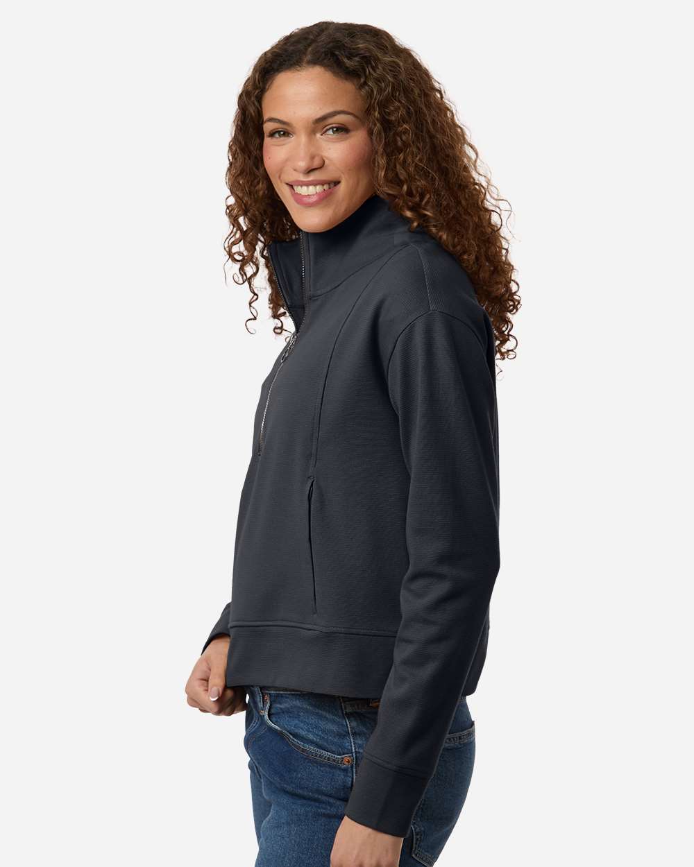 Carbon Women's Mantra Half-Zip Ottoman Pullover - NE220W plain