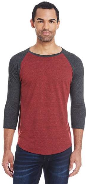 Cardinal Black/ Black Triblend Triblend Three-Quarter Sleeve Raglan T-Shirt - 302G