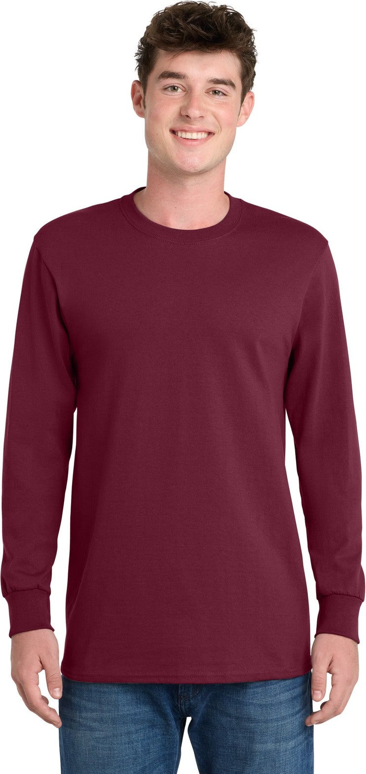 Cardinal Port & Co Tall Long Sleeve Essential Tee. PC61LST