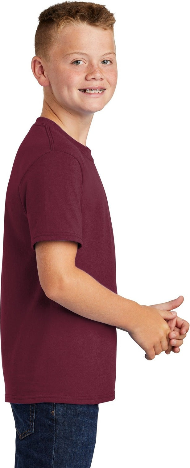 Cardinal Port & Co Youth Core Blend Tee. PC55Y