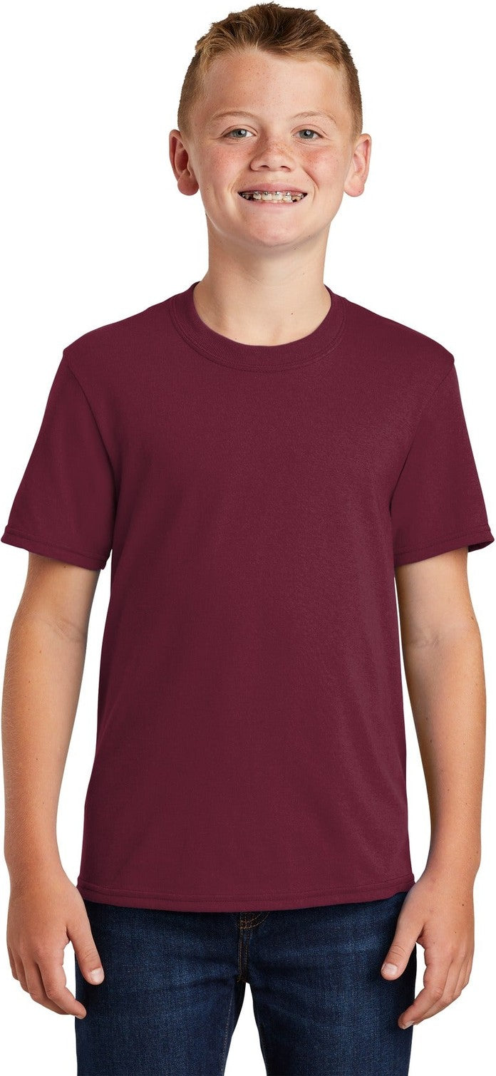 Cardinal Port & Co Youth Core Blend Tee. PC55Y