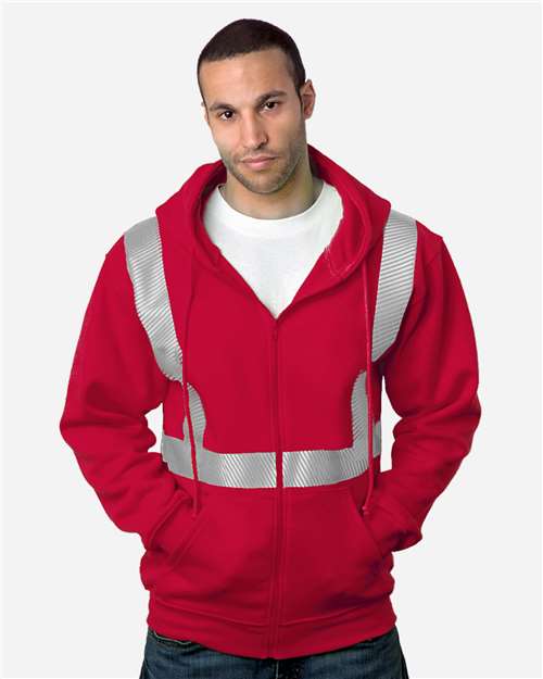 Cardinal USA-Made Hi-Visibility Full-Zip Hooded Sweatshirt - Segmented Tape - 3737
