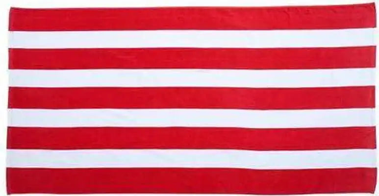 Carmel Towel Company C3060s Cabana Stripe Velour Beach - Red - one Size Fits Most