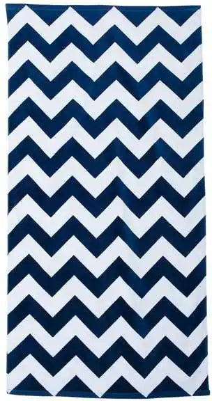 Carmel Towel Company C3060x Chevron Velour Beach - Navy - one Size Fits Most