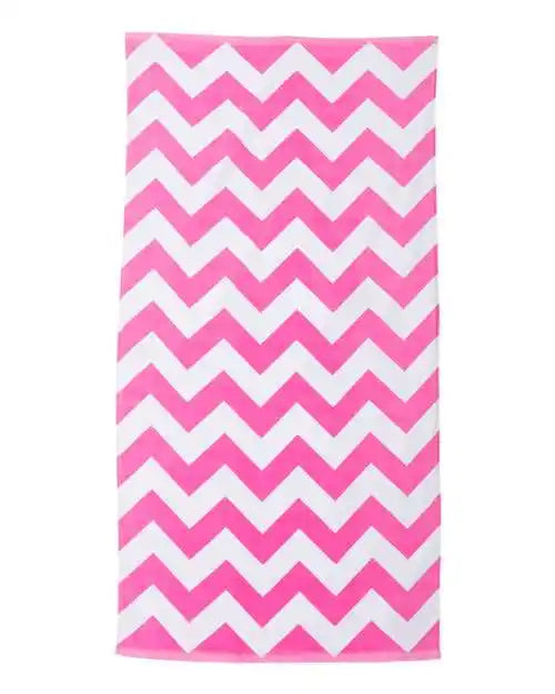 Carmel Towel Company C3060x Chevron Velour Beach - Perfect Pink - one Size Fits Most