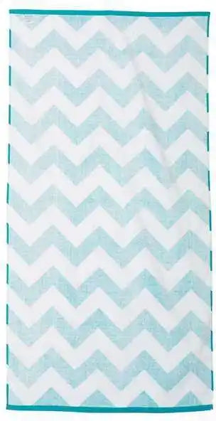 Carmel Towel Company C3060x Chevron Velour Beach - Turquoise - one Size Fits Most