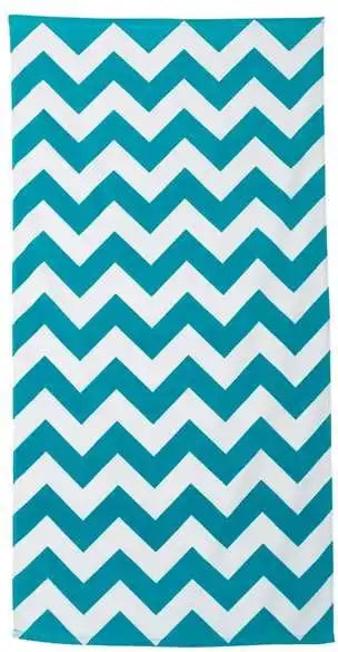 Carmel Towel Company C3060x Chevron Velour Beach - Turquoise - one Size Fits Most