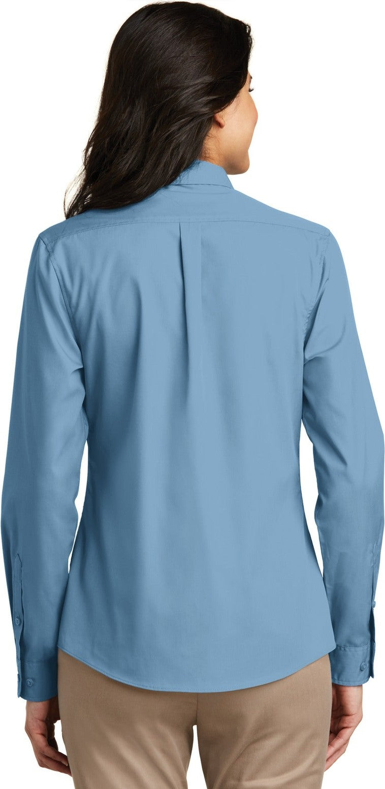 Carolina Blue Port Authority Women's Long Sleeve Carefree Poplin Shirt. LW100