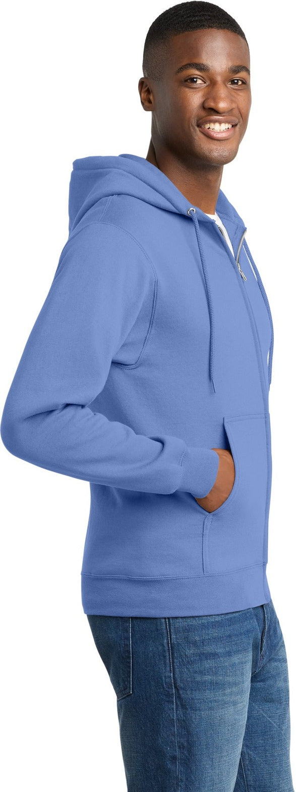 Carolina Blue Port & Co Core Fleece Full-Zip Hooded Sweatshirt. PC78ZH