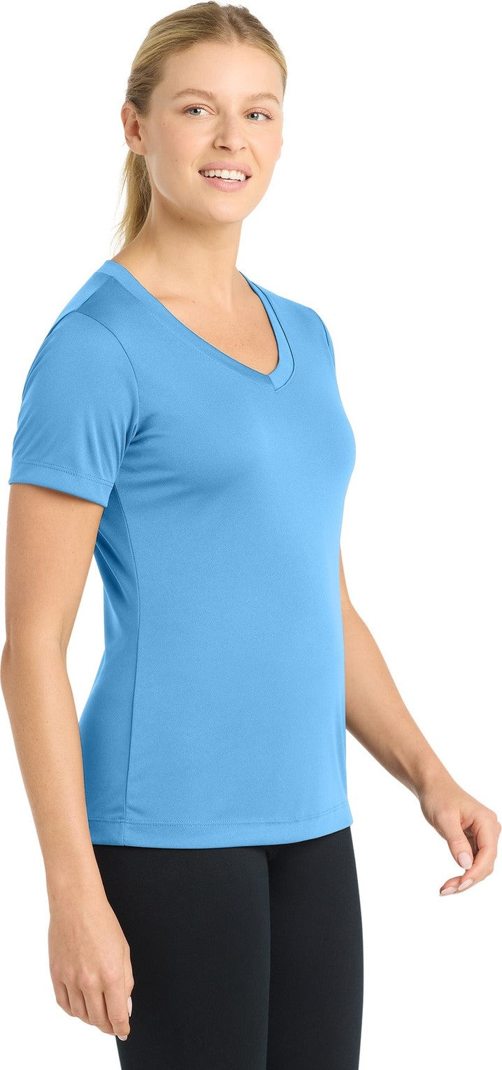 Carolina Blue Sport-Tek Women's PosiCharge Competitor V-Neck Tee. LST353