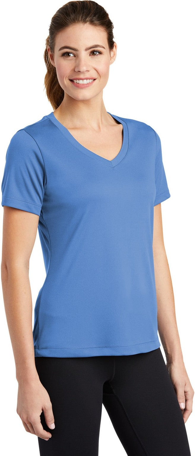 Carolina Blue Sport-Tek Women's PosiCharge Competitor V-Neck Tee. LST353