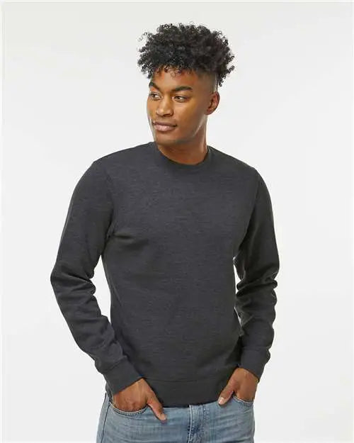 J. America 8721a Btb Fleece Crewneck Sweatshirt - 8721 - Charcoal Heather
