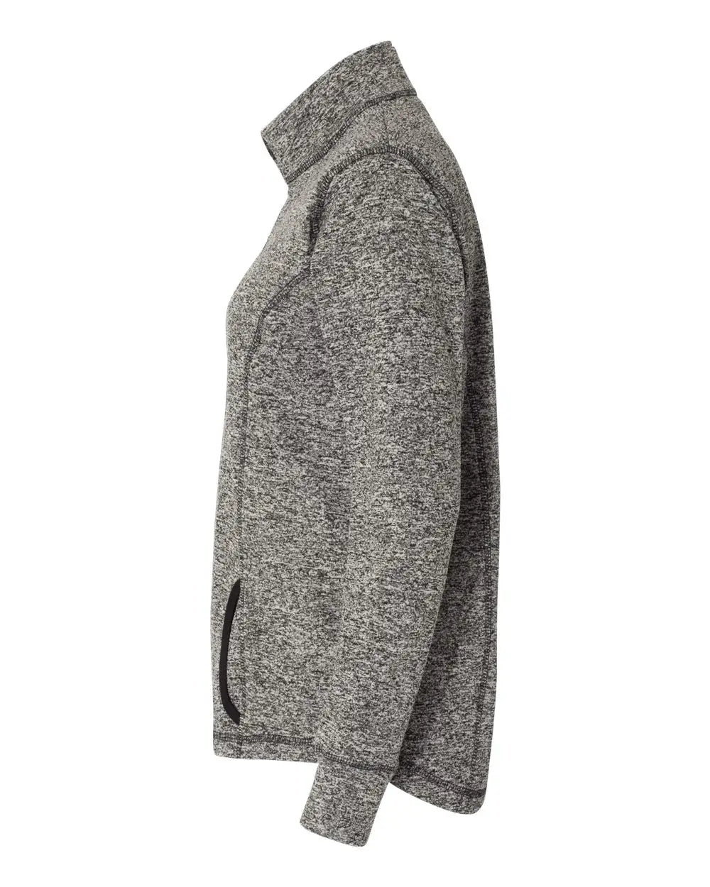J. America 8617 Women’s Cosmic Fleece Quarter-zip Pullover - Charcoal Fleck Black