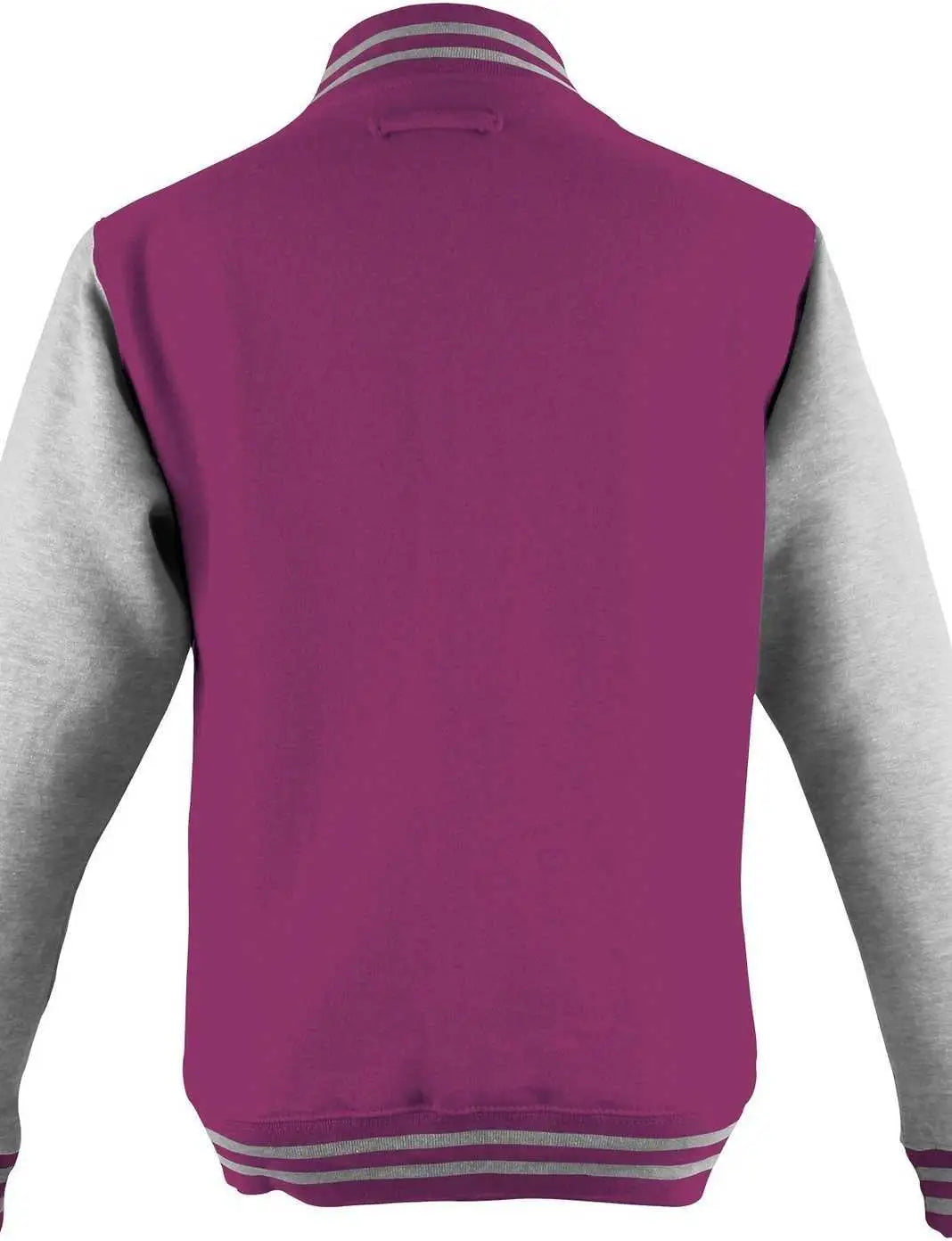 Just Hoods Jha043 Letterman Jacket - Hot Pink Heather Gray