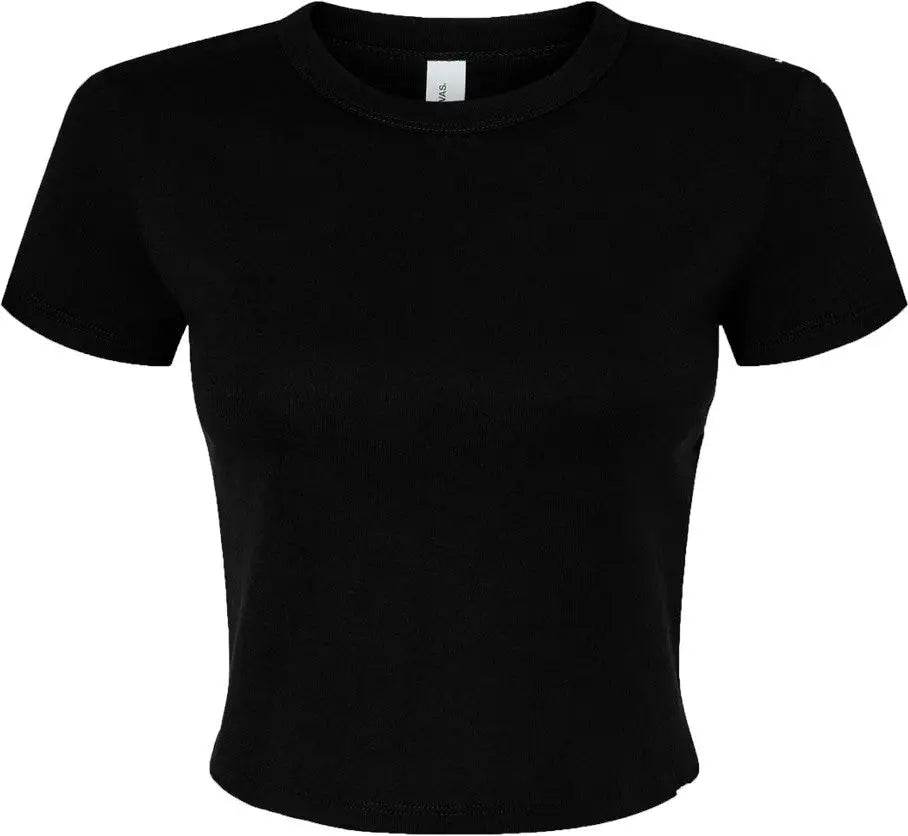 Bella + Canvas 1010c Women’s Micro Rib Baby Tee - 1010 - Solid Black Blend - Ladies Xs