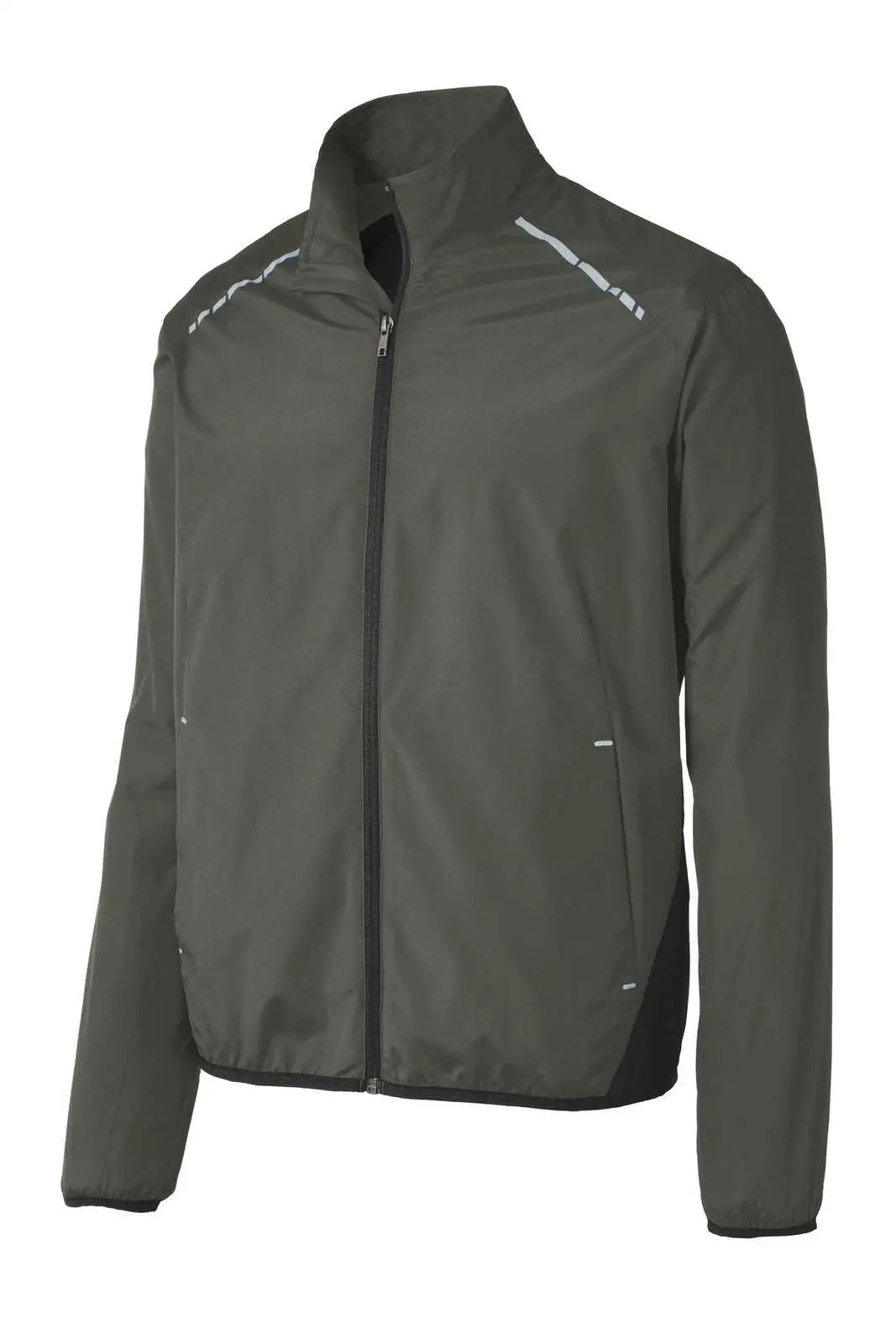 Port Authority J345 Zephyr Reflective Hit Full-zip Jacket - Gray Steel Deep Black