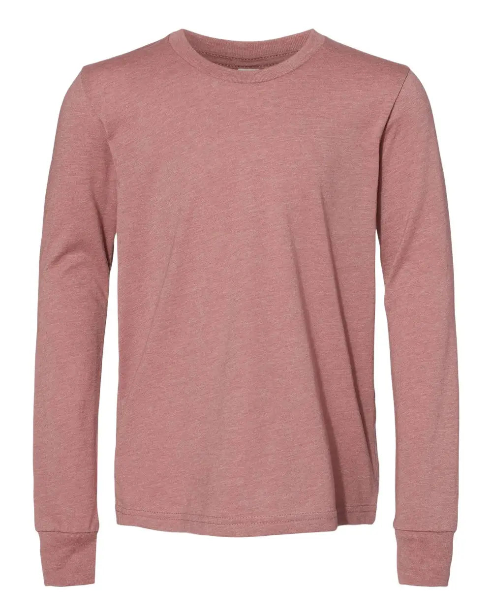 Bella + Canvas 3501ycvc Youth Heather Cvc Long Sleeve Tee - Mauve - Pink / s