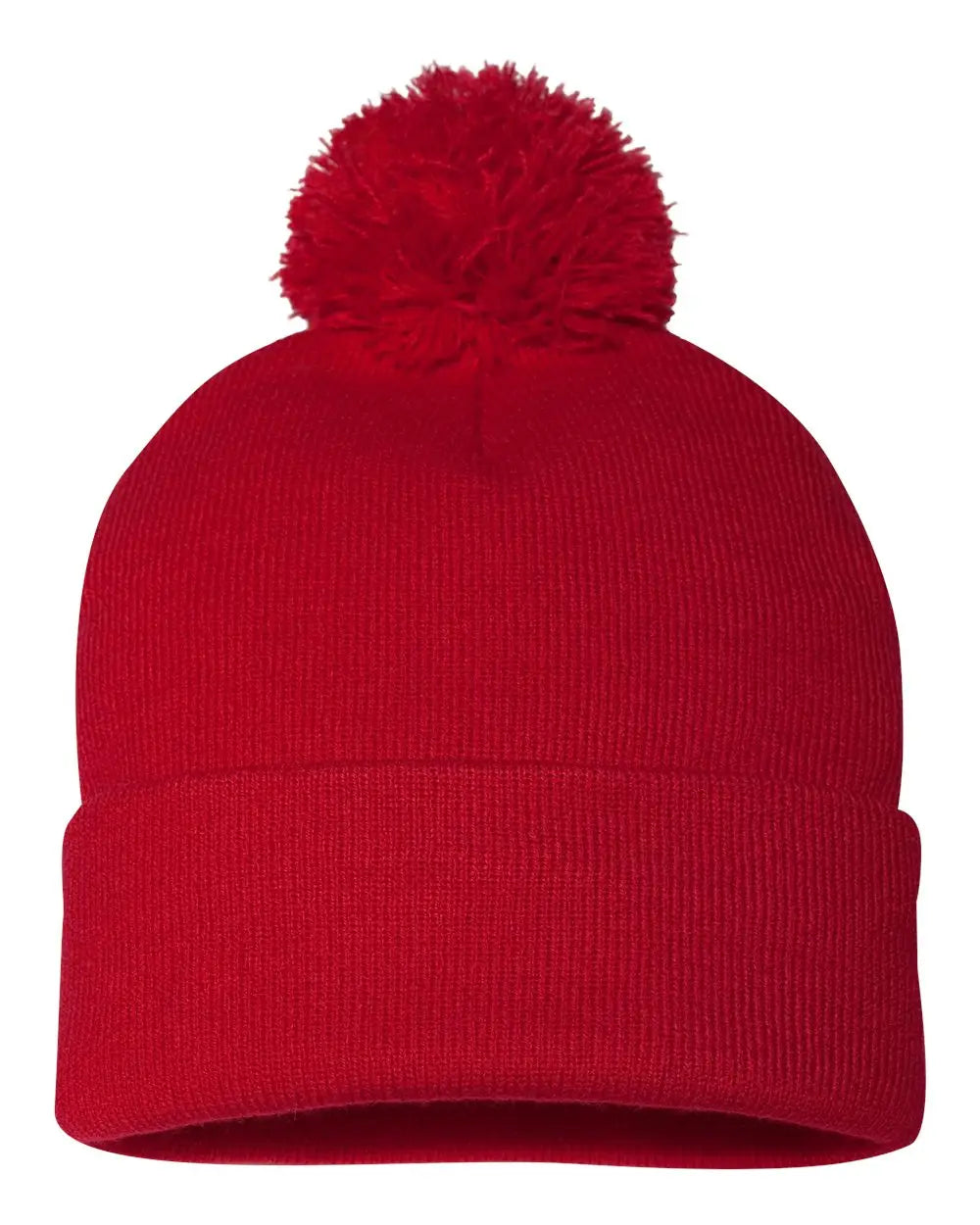 Sportsman Sp15 12’’ Pom-pom Cuffed Beanie - Red - one Size Fits Most