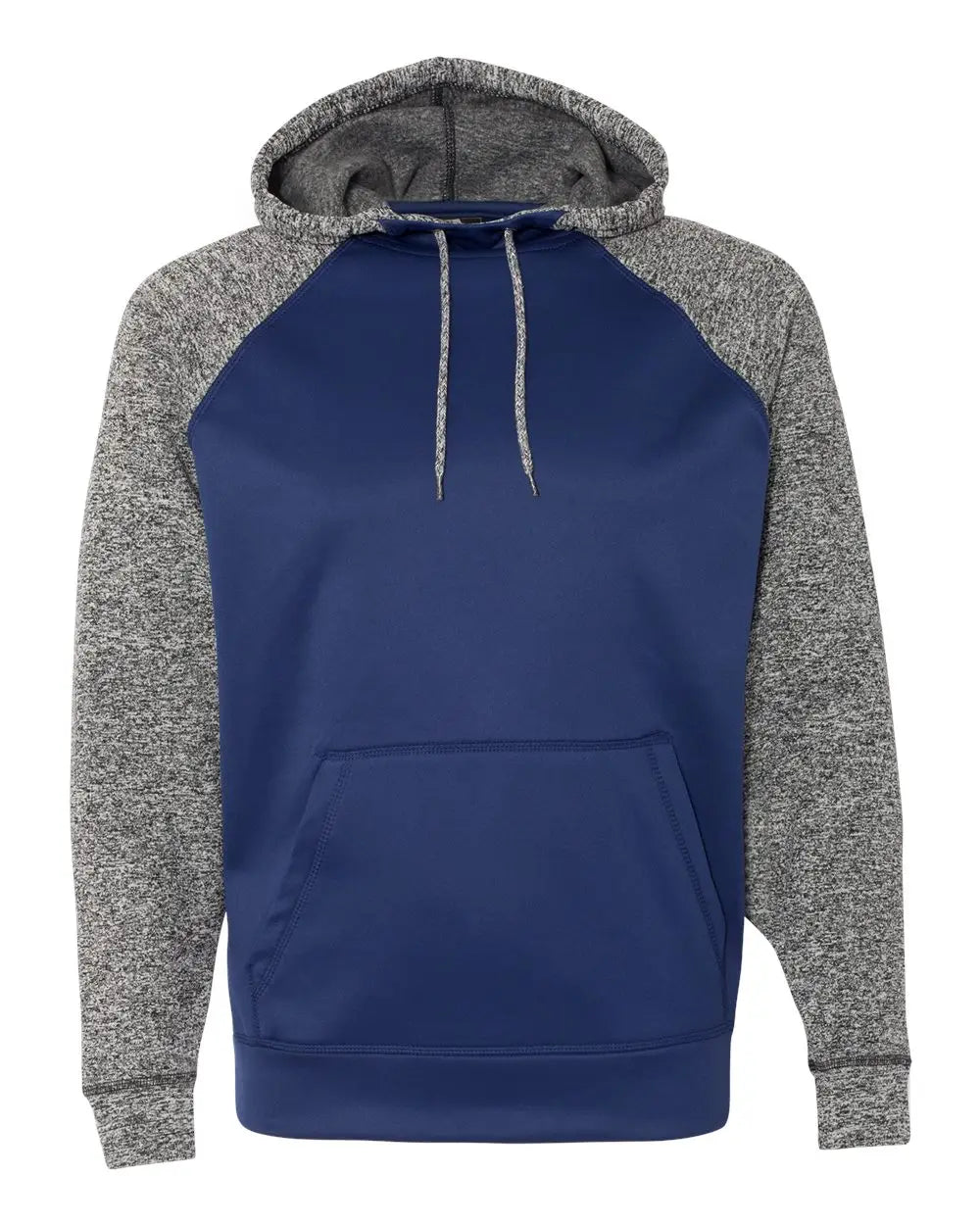 J. America 8612 Colorblocked Cosmic Fleece Hooded Sweatshirt - Navy Charcoal Fleck - Dark Gray / s