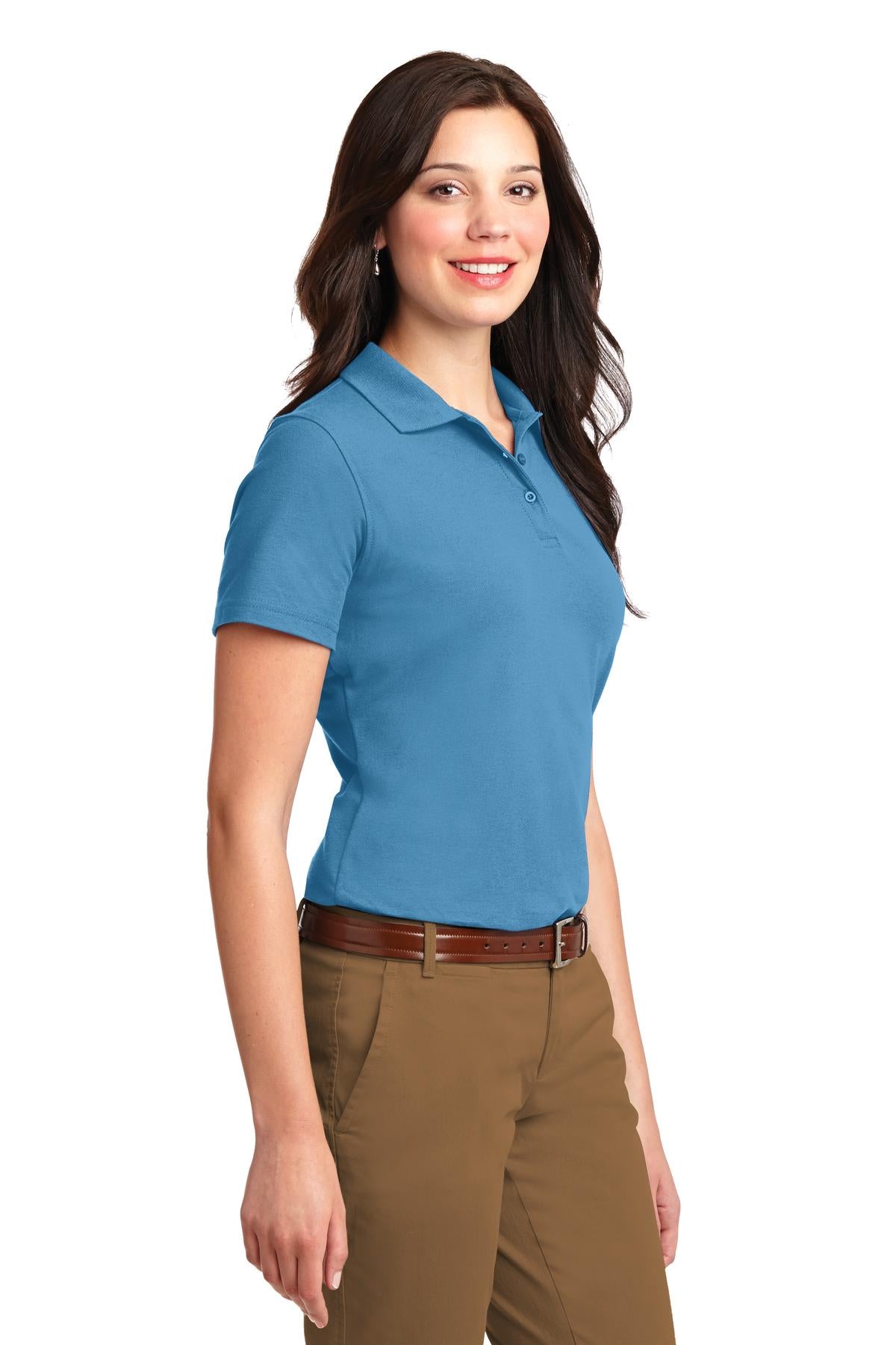 Celadon Blue Port Authority Women's Stain-Resistant Polo. L510