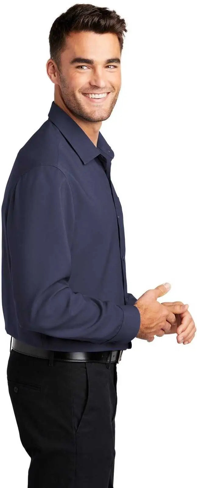 Port Authority W401 Long Sleeve Performance Staff Shirt - True Navy