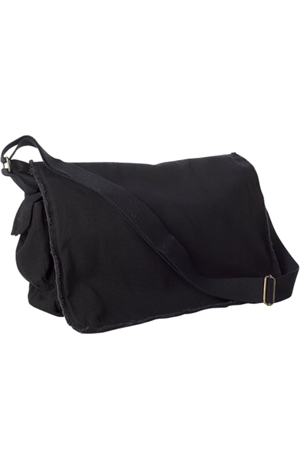 Authentic Pigment 1908A Pigment-Dyed Raw Edge Messenger Bag - 1908 - Black