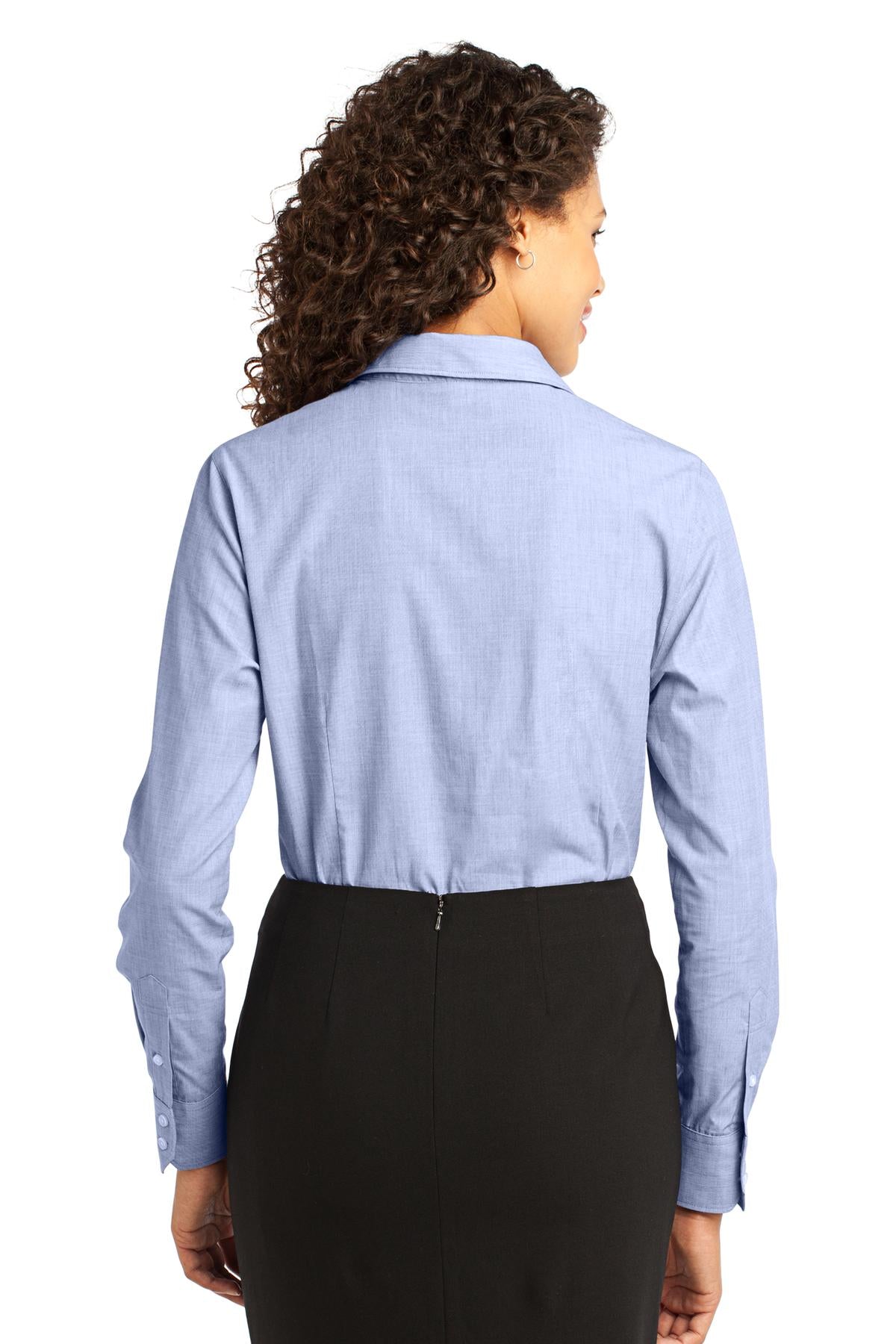Chambray Blue Port Authority Women's Crosshatch Easy Care Shirt. L640