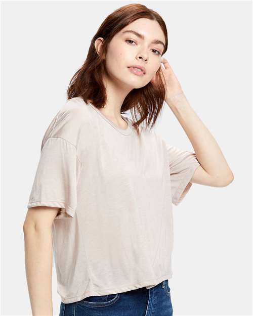 Champagne Women's Boxy Open Neck Tee - US309