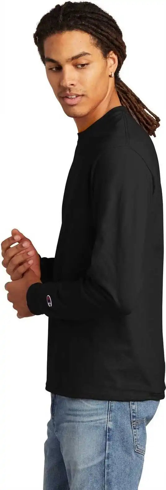 Champion Cc8c Heritage 5.2 Oz Jersey Long Sleeve Tee Black