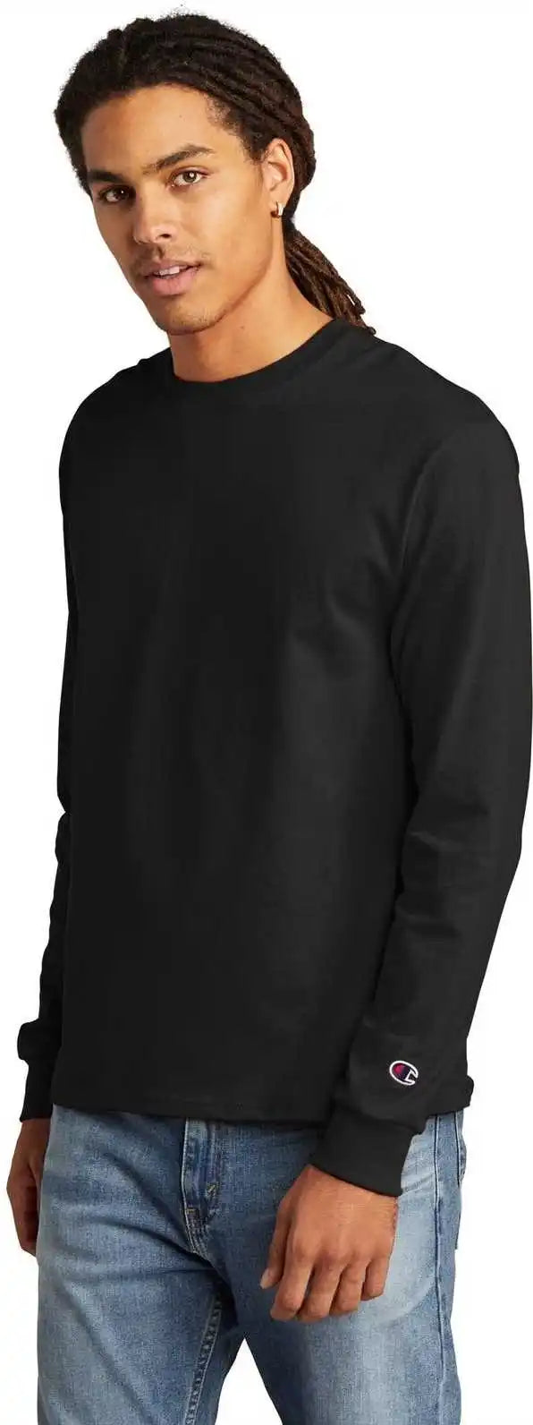 Champion Cc8c Heritage 5.2 Oz Jersey Long Sleeve Tee Black
