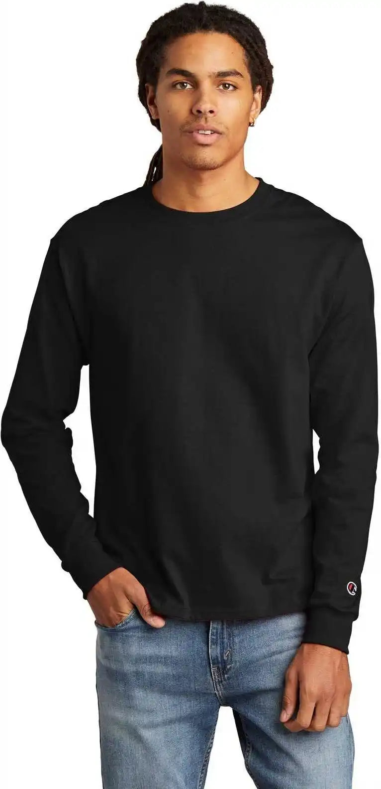 Champion Cc8c Heritage 5.2 Oz Jersey Long Sleeve Tee Black