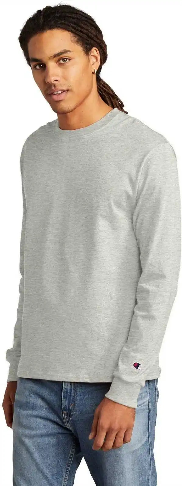 Champion Cc8c Heritage 5.2 Oz Jersey Long Sleeve Tee Oxford Gray
