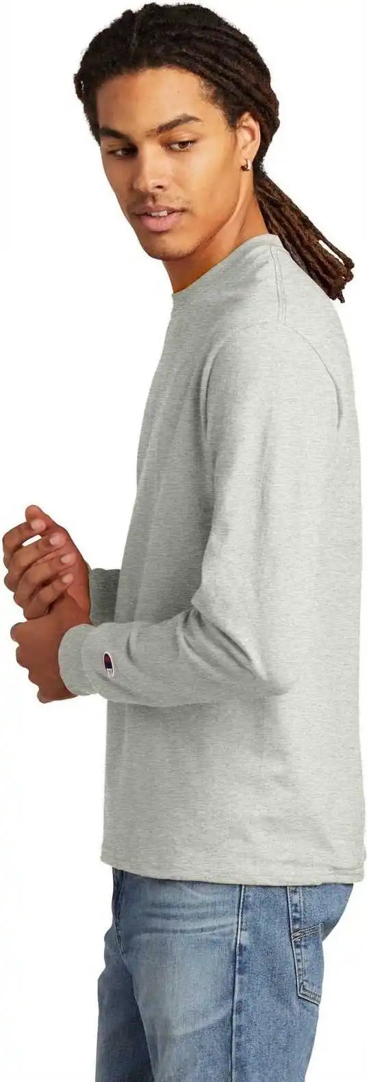 Champion Cc8c Heritage 5.2 Oz Jersey Long Sleeve Tee Oxford Gray