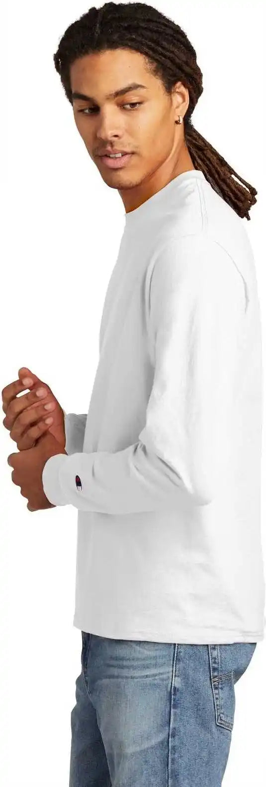 Champion Cc8c Heritage 5.2 Oz Jersey Long Sleeve Tee - White