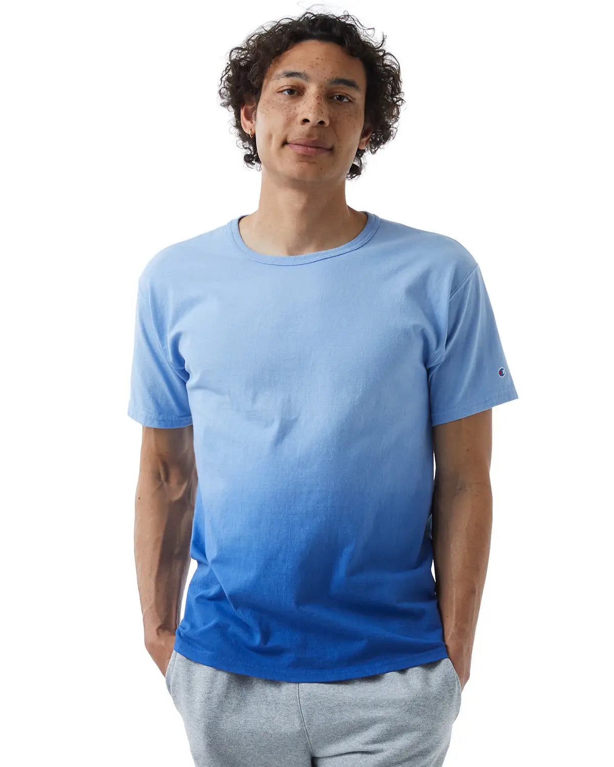Champion Cd100d Classic Jersey Dip Dye T-shirt - Athletic Royal Ombre