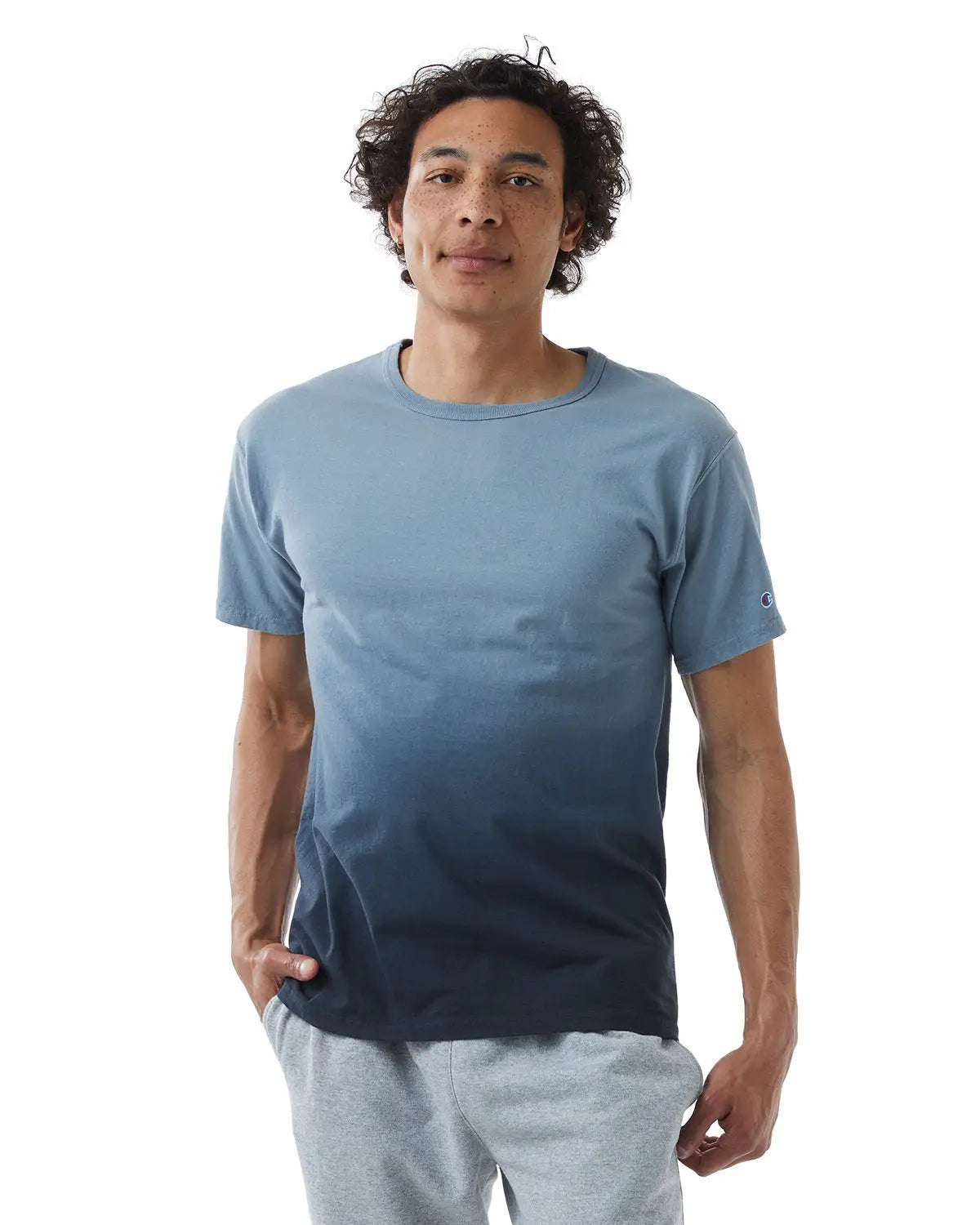 Champion Cd100d Classic Jersey Dip Dye T-shirt - Black Ombre