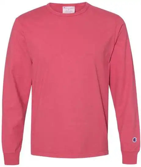 Champion Cd200 Garment Dyed Long Sleeve T-shirt - Crimson