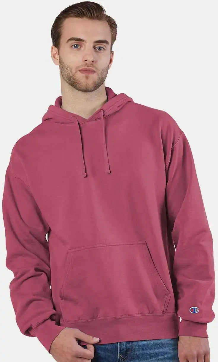 Champion Cd450 Garment Dyed Hooded Sweatshirt - Crimson