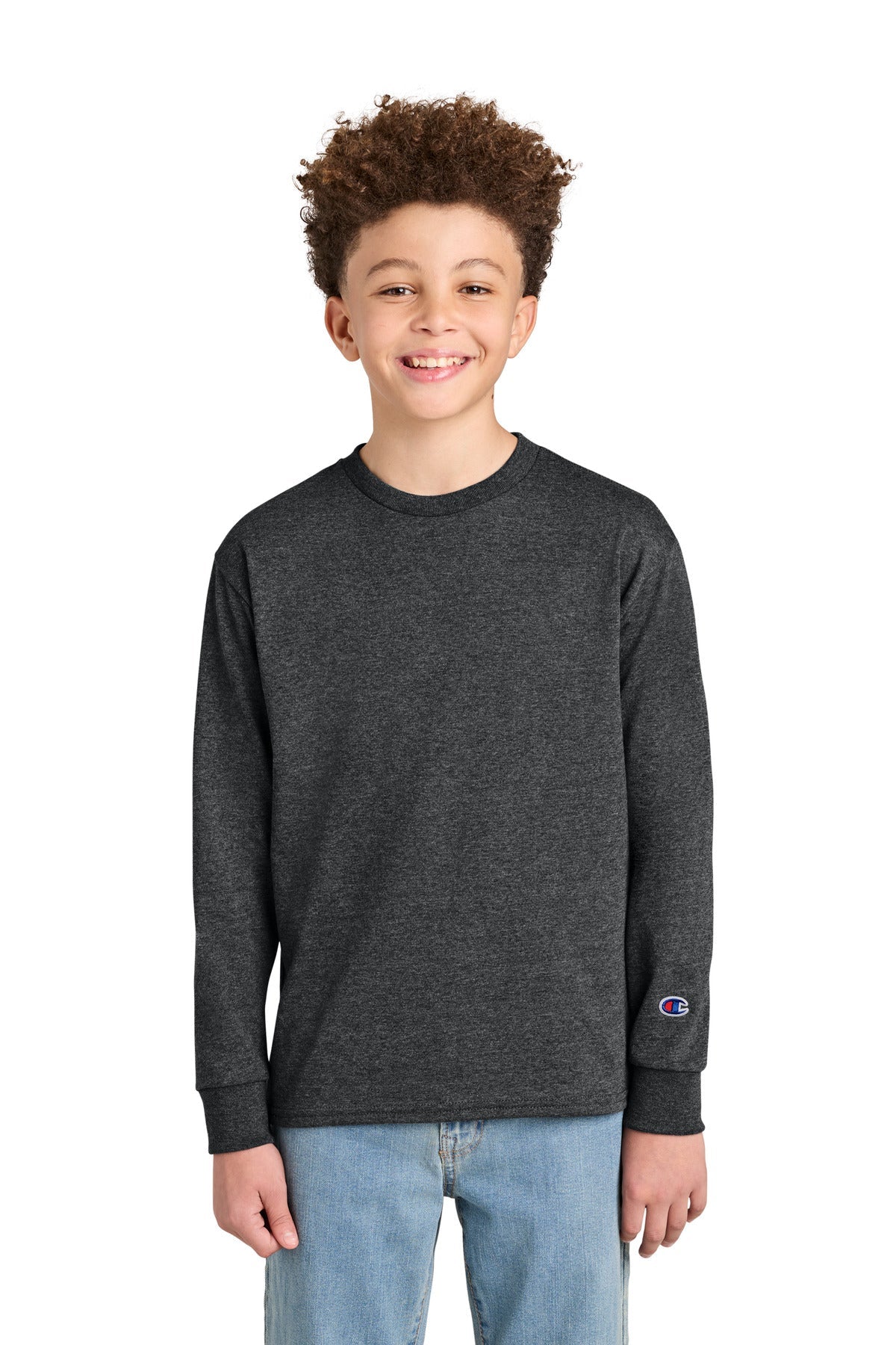 Champion Ch1751 Youth Long Sleeve T-shirt - Charcoal Heather