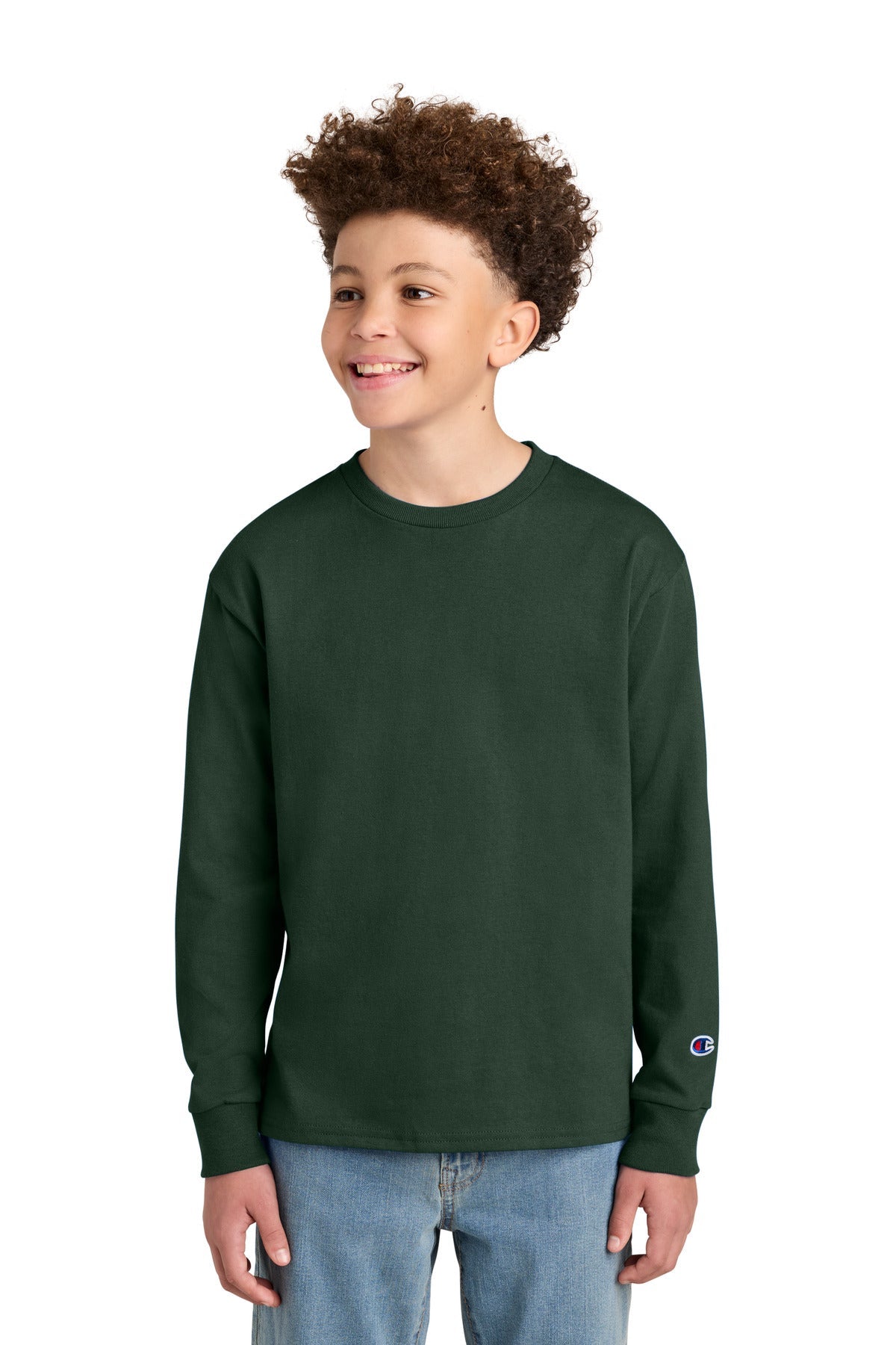 Champion Ch1751 Youth Long Sleeve T-shirt - Dark Green