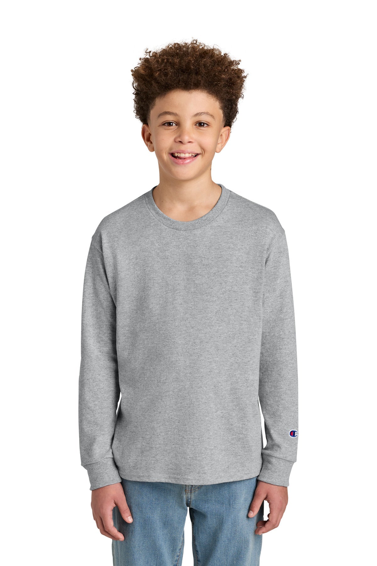 Champion Ch1751 Youth Long Sleeve T-shirt - Light Steel