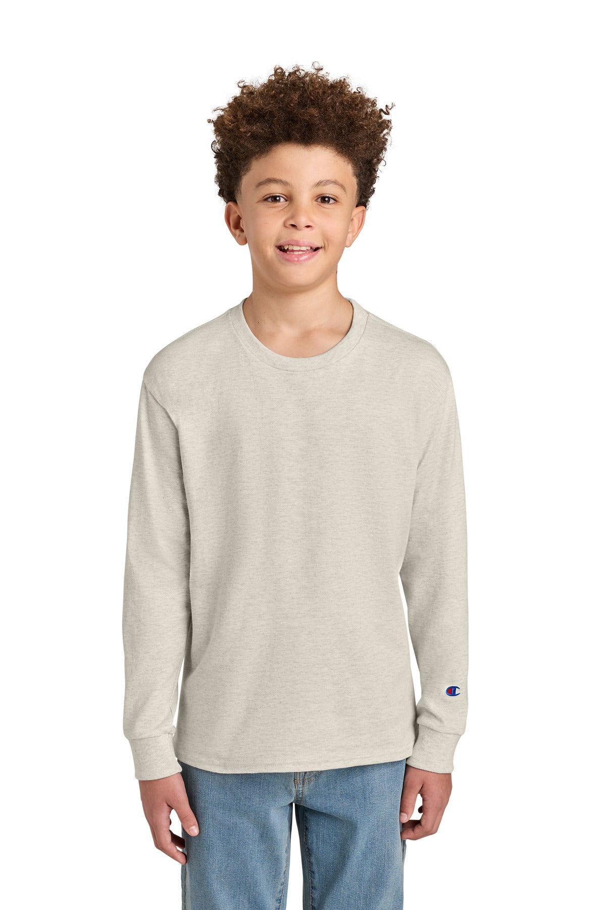 Champion Ch1751 Youth Long Sleeve T-shirt - Oatmeal Heather