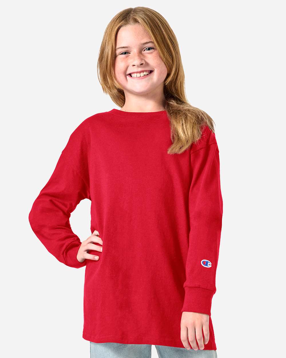 Champion Ch1751 Youth Long Sleeve T-shirt - Red