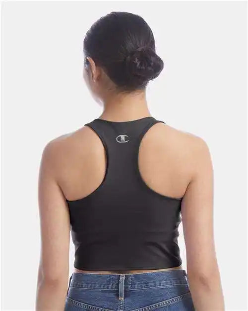 Champion Chp110 Women’s Crop Racerback Tank Top Black